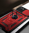 Etui pancerne do iPhone 16E, CamShield Slide, czerwone + Szkło Hartowane 9H