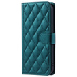 Etui z klapką do Samsung Galaxy S20 FE, Rhombus Crossbody Leather, ciemnozielone