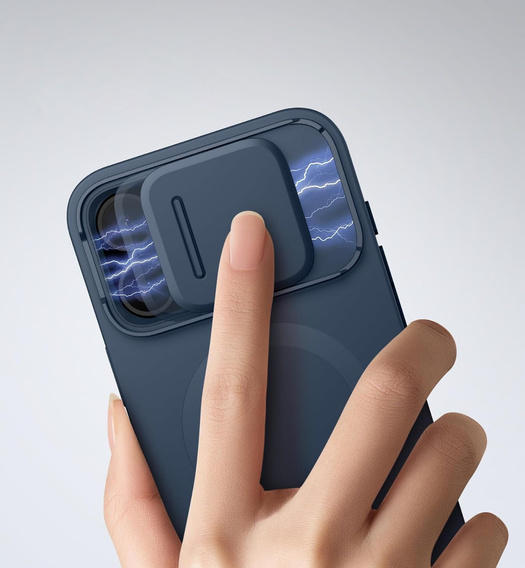 Magnetyczne etui ochronne SURITCH z podstawką i osłoną aparatu – do iPhone 16 Pro Max - niebieskie