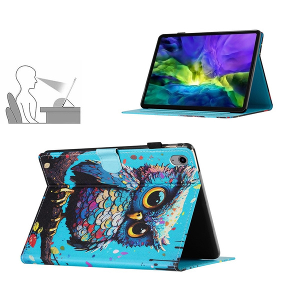 Etui do iPad 11" 2025 A16 (11 gen.) / iPad 10.9" 2022 (10 gen.), z klapką, owl