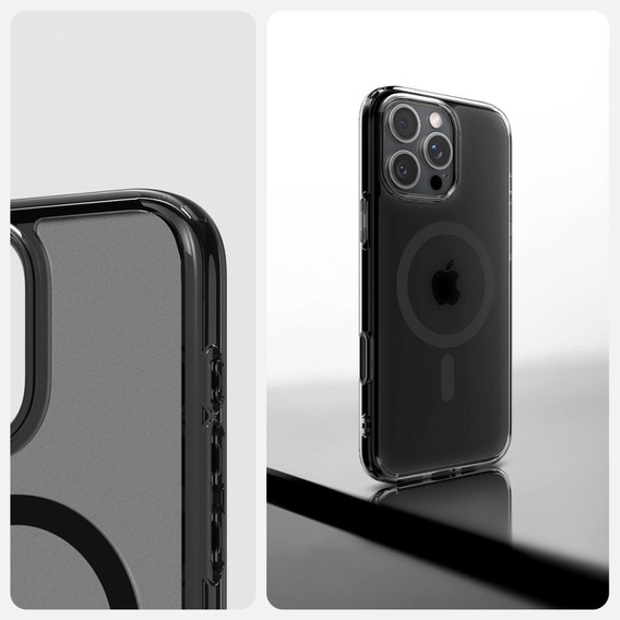 Etui z MagSafe Spigen do iPhone 16 Pro, Ultra Hybrid "T", matowe przezroczyste / czarne + Szkło