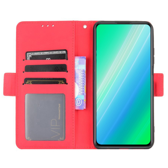 Etui z klapką do Asus Zenfone 7 / 7 Pro, Card Slot, czerwone