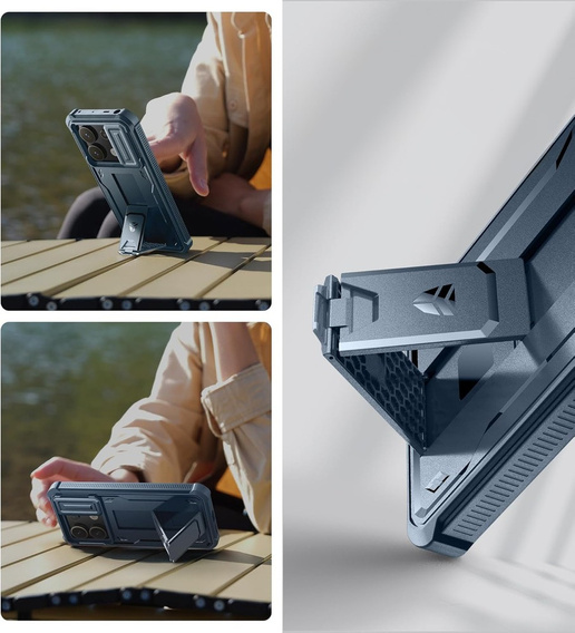 Pancerne etui Dexnor z podstawką i osłoną kamery do Xiaomi Redmi Note 13 Pro 5G / POCO X6 5G - niebieskie