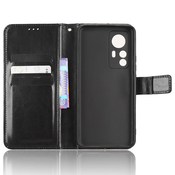 Etui z klapką do Xiaomi 12T, / 12T Pro, Crazy Horse Wallet, czarne