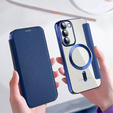 Etui z klapką do Samsung Galaxy S23, Wallet, MagSafe, granatowe