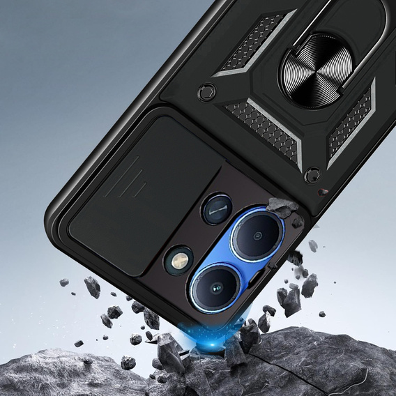 Etui pancerne do Xiaomi Redmi 15C 4G/LTE, z ochroną aparatu, z podstawką, czarne