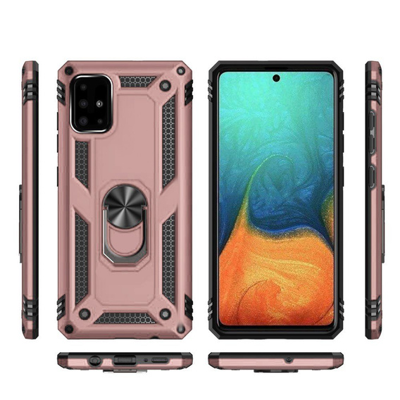 Etui pancerne do Samsung Galaxy A51, Nox Case Ring, różowe rose gold