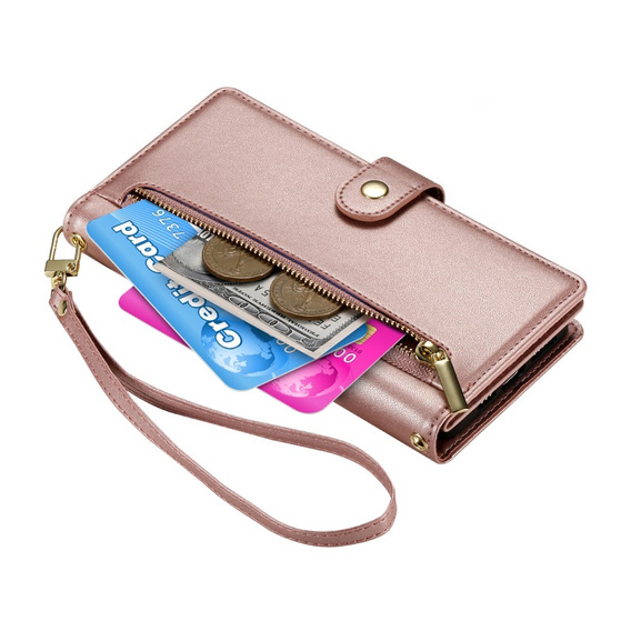 Etui z klapką do Samsung Galaxy A36 5G, Wallet Zipper Pocket, różowe