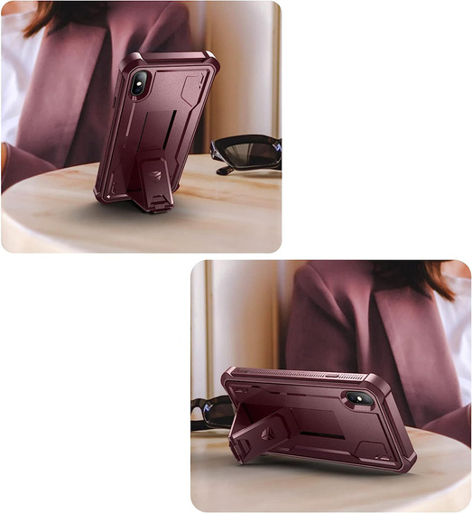 Etui pancerne do iPhone XS Max, Dexnor Full Body, czerwone