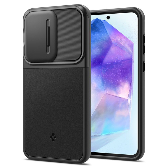 Etui Spigen do Samsung Galaxy A55 5G, Optik Armor, Czarne + Szkło