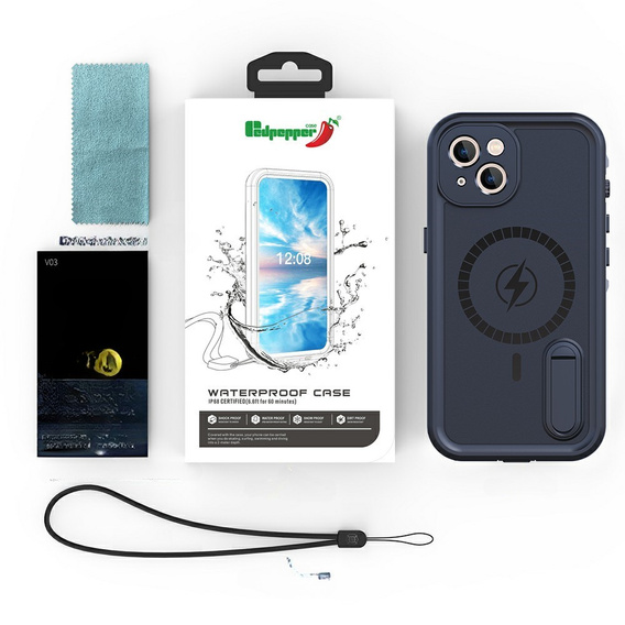 Etui wodoodporne do iPhone 13, Redpepper, do MagSafe, czarne