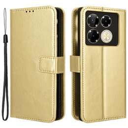 Etui z klapką do Infinix Note 40 Pro, Crazy Horse Wallet, złote