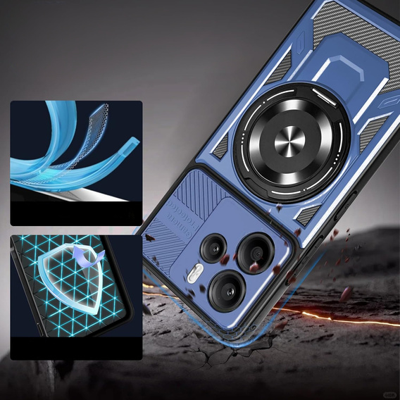 Etui Pancerne z Podstawką do Xiaomi Redmi Note 14 4G – Niebieskie