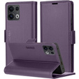 Etui do Oppo Reno 13 Pro, ERBORD Glossy Litchi, portfel z klapką, fioletowe
