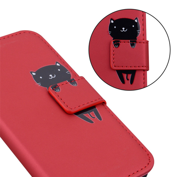 Etui Wallet do Samsung Galaxy A52 / A52S, Cat, Red