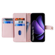 Etui z klapką do Oppo Reno 13, Wallet Zipper Pocket, różowe