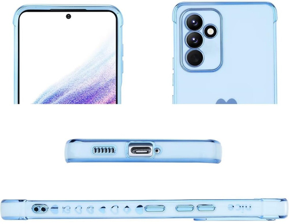 Etui do Samsung Galaxy A15 4G / 5G, Electro heart, niebieskie + Szkło Full Glue Ceramic