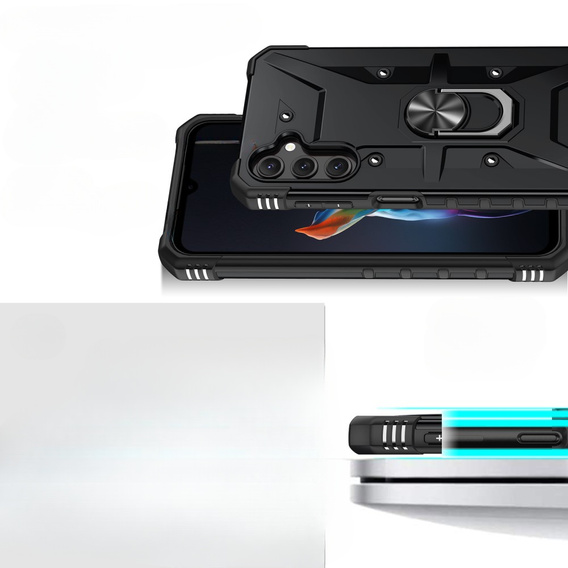 Etui pancerne do Samsung Galaxy A14 4G/5G, z ringiem, czarne