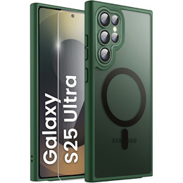 Etui do Samsung Galaxy S25 Ultra, do MagSafe, ERBORD Matt Case, zielone + Szkło na ekran