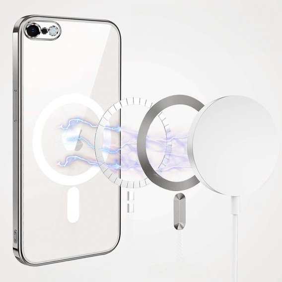 Etui do iPhone 7/8/SE 2020/SE 2022, Electro MagSafe, srebrne + Szkło na ekran