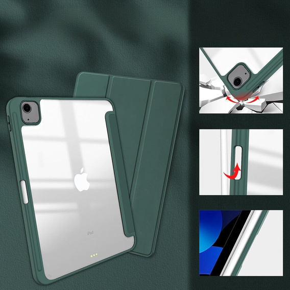Etui do iPad Air 11" 2025/2024 (7/6 gen.), Smartcase Hybrid, z miejscem na rysik, zielone