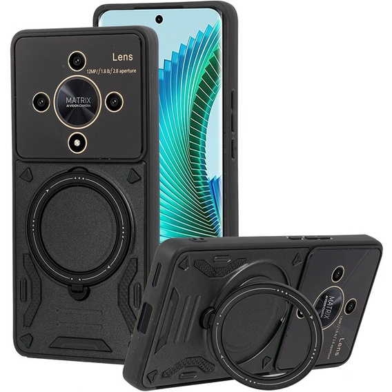 Etui pancerne do Honor Magic 6 Lite 5G, Magnetic Ring, czarne