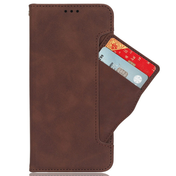 Etui z klapką do Xiaomi Redmi 13C / Poco C65, Card Slot, brązowe
