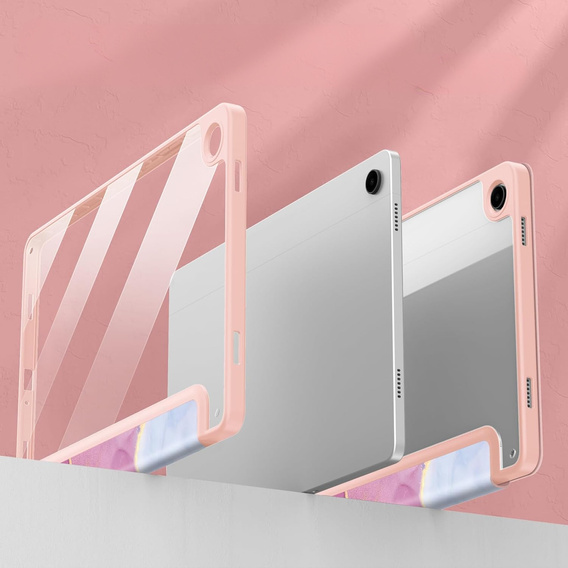 Etui Smartcase Hybrid do Samsung Galaxy Tab A9+, z miejscem na rysik – różowe Marble