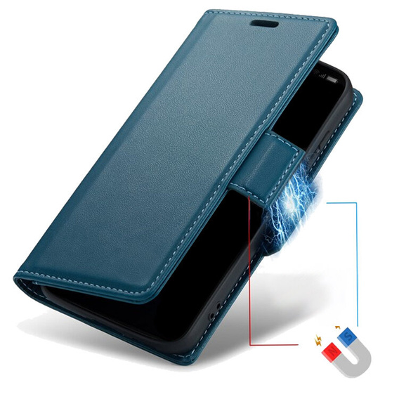 Etui do Samsung Galaxy A26 5G, ERBORD Glossy Litchi, portfel z klapką, niebieskie