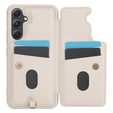 Etui do Samsung Galaxy A55 5G, Leather Flower Card Slot, beżowe