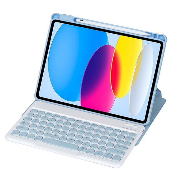 Etui z klawiaturą do iPad 11" 2025 A16 (11 gen.) / iPad 10.9" 2022 (10 gen.), Rotary 360° Leather, jasnoniebieskie
