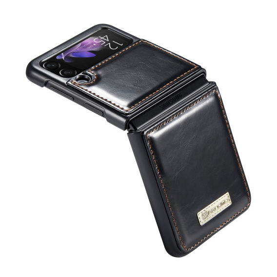 Etui z klapką CASEME do Samsung Galaxy Z Flip 3, Waxy Textured, czarne