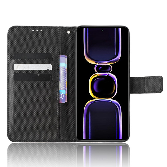 Etui z klapką do Poco F5 Pro 5G, Wallet Smart Magnet, czarne