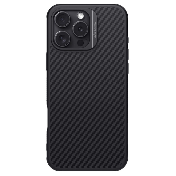 Etui do iPhone 16 Pro Max, pancerne Nillkin, Carbon Fiber, do Magsafe, czarne