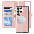 Etui z klapką do Samsung Galaxy S23 Ultra, Wallet, do MagSafe, różowe rose gold