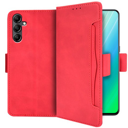 Etui z klapką do Samsung Galaxy A14 4G/5G, Card Slot, czerwone