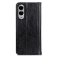 Etui z klapką do Samsung Galaxy S25 Edge, Split Leather, skórzane, czarne