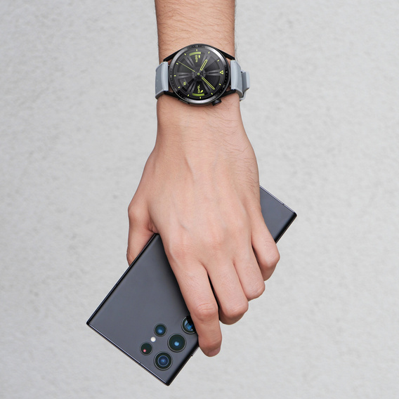 Pasek Silikonowy ERBORD Uniwersalny 22mm, Tropic, szary / srebrna klamra