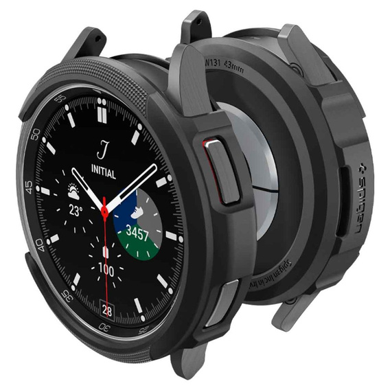 Zestaw Etui Spigen do Samsung Galaxy Watch 6 Classic 47mm, Liquid Air, Czarne + Szkło 2x Hartowane