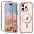 Etui do iPhone 16 Pro, Shockproof Hybrid, z folią na ekran, do MagSafe, różowe