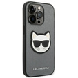Etui Karl Lagerfeld do iPhone 14 Pro Max, Saffiano Choupette Head Patch, srebrne