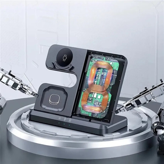 Ładowarka Indukcyjna ERBORD Samsung Trio 3w1 do Smartfona, Galaxy Watch i Galaxy Buds, czarna + ładowarka sieciowa 65W