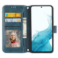 Etui z klapką do Samsung Galaxy A25 5G, Wallet Zipper Pocket, z paskiem na ramię, niebieskie