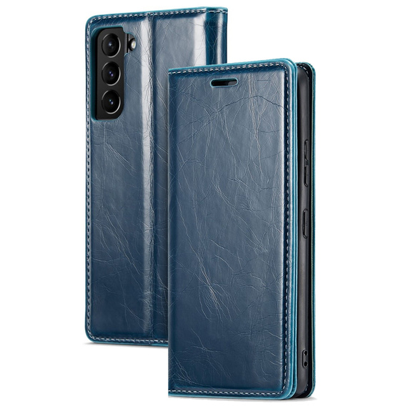 Etui z klapką do Samsung Galaxy S23, ERBORD Waxy Wallet, niebieskie