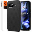 Etui Spigen do Google Pixel 9A, Liquid Air, czarne + Szkło Hartowane 9H