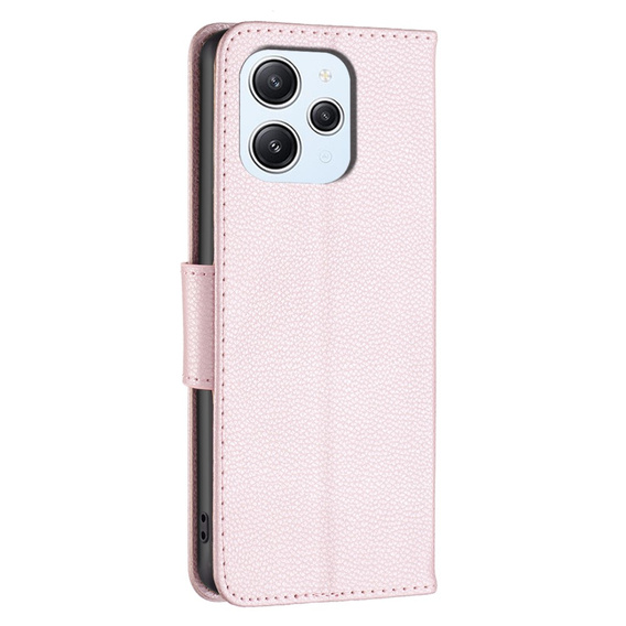 Etui z klapką do Xiaomi Redmi 12 4G, Wallet Litchi Magnet, różowe rose gold