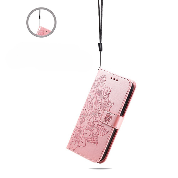 Etui z klapką do Samsung Galaxy A54 5G, Mandala, różowe rose gold