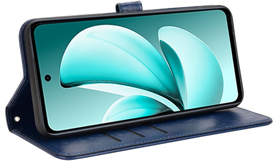 Etui Wallet Rhombus z klapką do Realme C71 – eleganckie i praktyczne, niebieskie