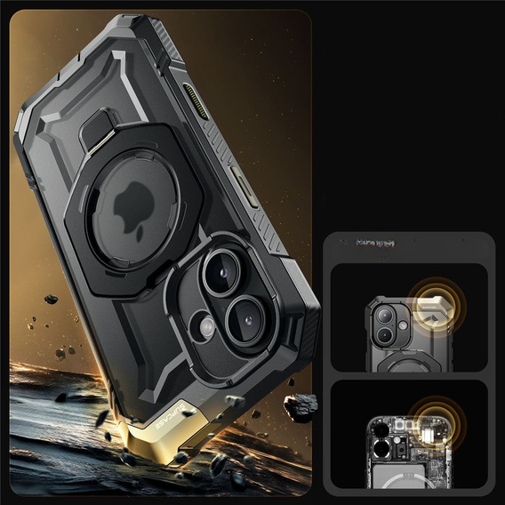 Etui Supcase do iPhone 16, Unicorn Beetle Grip Mag, Czarne