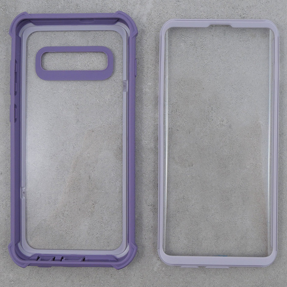 Etui do Samsung Galaxy S10 Plus, Dexnor Full Body Rugged, przezroczyste / fioletowe